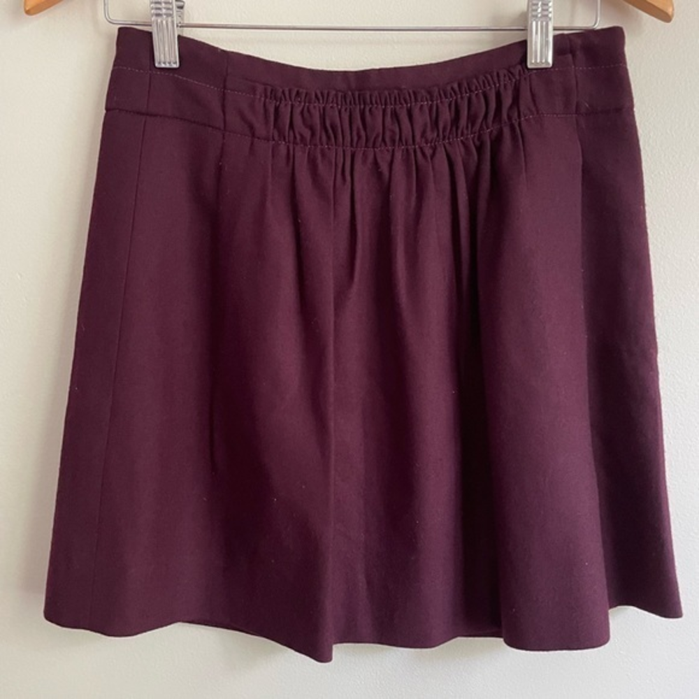 J Crew Women’s Wool A-Line Mini Skirt‎ Burgundy Size 0 Lined.